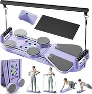 Pilates Reformer Board – 6-in-1 Portable & Foldable Pilates Workout Set, Multifunctional Home Exercise Equipment for Core Strength, Full-Body Training & Flexibility Purple