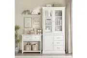 Cosmoliving Ashford Console Table White and Display Storage Cabinet
