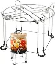 Water Filter Dispenser Stand - Stainless Steel Drink Dispenser Stand Non-Slip Rubber Feet,Detachable Metal Rack Replacement 9.65x6.89in Size with Hooks for Most Medium Size Water System Tanks