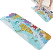 Fellflying Baby Bath Mat Non Slip | Cartoon Pattern Extra Long Kids Bathtub Mat - 40 X 16 Inch Machine Washable Toddler Baby Bathtub Mat with Suction Cups & Drain Holes