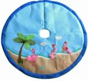 Pink Flamingo 48 inch Christmas Tree Skirt NEW Feathers Musicians Glitter Palm