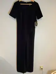 Adrianna Papell Asymmetrical Draped Women's Jumpsuit Midnight Navy-6 Org $199 B7