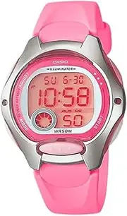 [Casio] Women's Stainless Steel Rim Digital Watch, Pink Dial, Pink Band, Mid Size