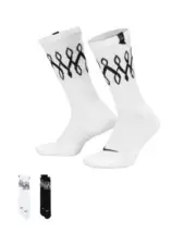 Nike Womens Serena Williams 2PK Design Cushioned Crew Socks M White/Black DX5...