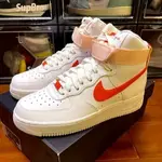 NIKE AIR FORCE 1 HIGH 白 橘 女 高筒 魔鬼氈 休閒 334031-118 慢跑鞋