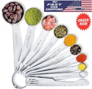 Stainless Measuring Steel 7 Spoons Set Cups and quality Heavy Duty New