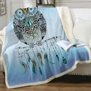 Light Blue Native Owl Throw Blanket