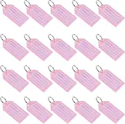 uxcell Plastic Key Tags with Split Ring Keychain ID Luggage Label Window 56x29mm, Pink 20Pcs