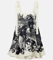 [Alemais] Alémais Mickey floral linen minidress UK 12 white
