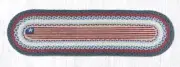 Braided Jute Hand Stenciled Oval Table Runner. Earth Rugs. FLAG. 13" X 48"