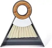 Full Circle Tiny Team Mini Dustpan and Brush Set - Compact Portable Handheld Broom for Quick Cleanups | Ideal for Kids' Mealtime Messes | Small Crumb Sweeper | Non-Toxic Coating | White/Grey