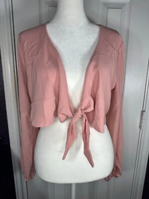 Boohoo NEW Petite Blush Tie Front Crop Top Size 2 (US) New With Tags