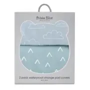 2PK Bubba Blue Sky/Mint Baby Waterproof Nordic 48x82cm Change Mat Cover 0-12m