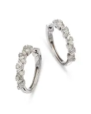 Bloomingdale's Fine Collection Diamond Round & Baguette Cluster Hoop Earrings in 14K White Gold, 0.96 tcw