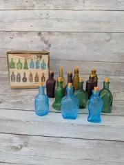 12 Replica Miniature Glass Elixir Medicine Bitter Apothecary Bottle Original Box
