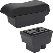 Car Armrests Armrest Box Fit for Skoda Fabia II 2 Car Armrest 2008-2014 Curved Surface PU Leather Car Storage Box Console Armrest(C2 Black line NO USB)