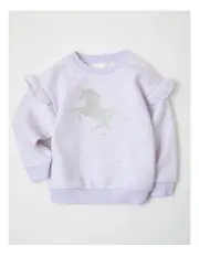 [Milkshake] Essential Unicorn Sequin Crew Sweat Top in Lilac Marle