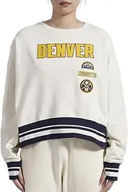 Pro Standard Womens NBA Denver Nuggets Retro Classics Crewneck Sweatshirt Eggshell/Midnight Navy 2XL