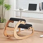 MoomJiee Ergonomic Kneeling Chair,Adjustable Rocking Knee Chair for Home Office,Wooden Office Chair for Back Pain Relief