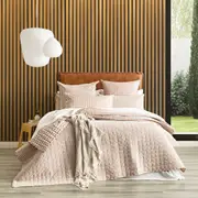 Alison Yarn Dyed Cotton Reversible Quilted Coverlet Set + PC Clay