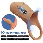 Rechargeable Cock Sleeve Penis Ring Extension Electric Silicone Male Men Toy