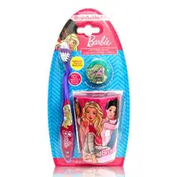 在飛比找ETMall東森購物網優惠-Barbie牙刷漱口杯組適5歲以上 x1組(牙刷+刷蓋+漱口
