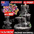 Backflow Ceramic Smoke Incense Cone Burner Holder Glaze Waterfall 100 Cones Gift