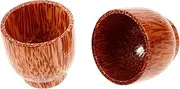 Cabilock 2pcs Wooden Wine Mug Japanese Coconut Wood Tea and Camping Cup Smooth Edges for Tea Wine and Outdoor Use Unique Present for Men Fathers and Friends
