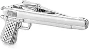 [WHIMSIMART] Tie bar Ship beard Helmet guitar tie clip fashion style gold silvery and black men's business tie pin (Color : Gun)