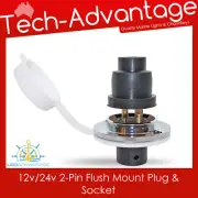 12V 24V WATER RESISTANT FLUSH CHROME PLATED BRASS POWER PLUG & SOCKET