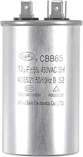 uxcell Run Capacitor Round CBB65 12uF 12mfd 450V AC 40/85/21 Aluminum Case with Terminal for Air Conditioner Compressor Motor Heat Pump Condenser