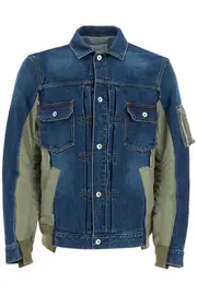 [SACAI] SACAI denim and nylon jacket for men 3 Blue