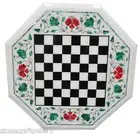 18" Marble chess Table Top Floral Marquetry Inlay