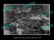 OLD POSTCARD SIZE PHOTO VIRGINIA CITY NEVADA, AERIAL VIEW OF THE TOWN c1930
