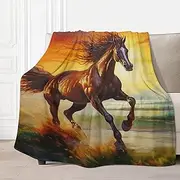 AuHomea Painting Brown Horse Throw Blanket Lightweight Flannel Fleece Blankets Warm and Cozy Super Soft Throws 30"x40" for Cat Pet and