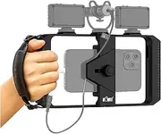 Smartphone Camera Video Recording Rig, Phone Vlogging Kit Filmmaking with Cold Shoe Mount, Cell Phone Stabilizer Grip Handheld Cage for YouTube Beginner,for iPhone 14 13 12 Pro Max, X,XS Max,XR