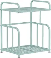 AV Media Stand, 2/3 Tier CD Player Stand, Metal Media Cart, Open Storage Audio Rack for Living Room, Office, Theater, Recording Studio(Black,White,Blue)(Blue,2tier)
