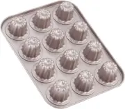 Mini Canele Mold Cake Pan, 12-Cavity Non-Stick Muffin Bakeware Cupcake Pan for O