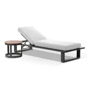 Arcadia Aluminium Sun Lounge Set with Balmoral Teak Round Side Table - Outdoor Daybeds