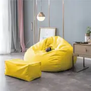 Bean Bag Cover with Footrest Without Beans Only Cover Faux Leather 4XL (Yellow)