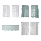 Lace Short Curtain for Kitchen Cafe Decoration Jacquard Floral Sheer Drapes