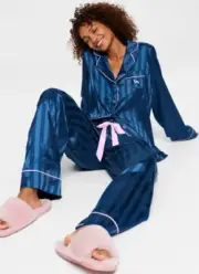 New Peter Alexander Penny Stripe Satin Pjs. Size XXS. RRP $139