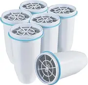 [zeroliquid] ZR-017 Water Filter Replacement for Water Pitchers and Dispensers, Advanced 6-Stage Filter to Remove 99.9% Lead, Chlorine, Fluoride, Heavy Metals, BPA Free (6 pack)
