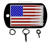 2nd Amendment 2A USA American Flag Keychain Necklace Tag