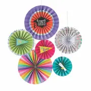 Congrats Girl Grad Party Paper Fans, Party Decor, 6 Pieces