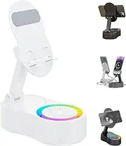 SonicDrop Dock – No-Pair Magic Speaker & Charging Stand, Wireless Induction Audio Bluetooth Speaker, 360 Degree Rotation & 7 Colors Light, 360 Rotation Adjustable Phone Holder (White)