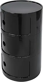 SK Designer Living Replica Anna Castelli Ferrieri Componibili Round Storage Unit 3 Tier - Black
