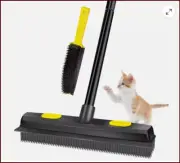 Rubber Pet Hair Removal Brush with Squeegee, Portable Broom and Brush