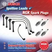 4 x NGK Spark Plugs + Bosch Ignition Leads for Mitsubishi Starwagon WA Triton MK (for: Mitsubishi)