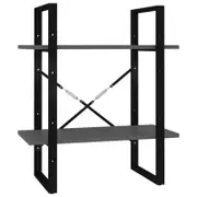 vidaXL 2-Tier Book Cabinet Grey Engineered Wood Storage Rack Bookcase Stand